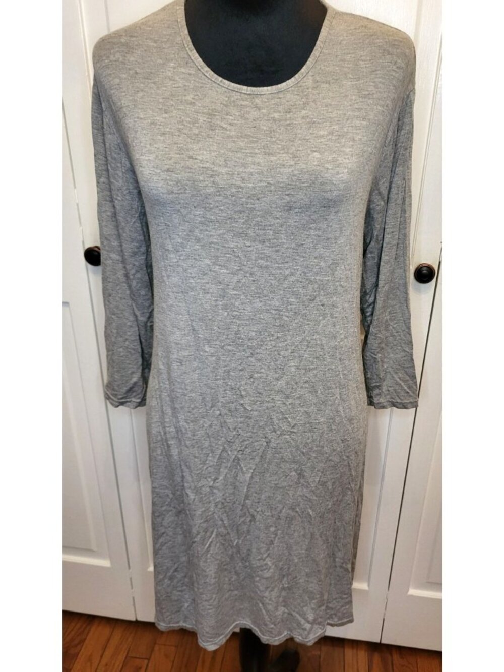 Gray Swing Dress Tunic XL Comfy Cozy Travel Stretch Teacher Modest Loungewear